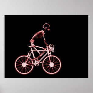 POSTER - X RAY SKELETON BIKING BLACK RED