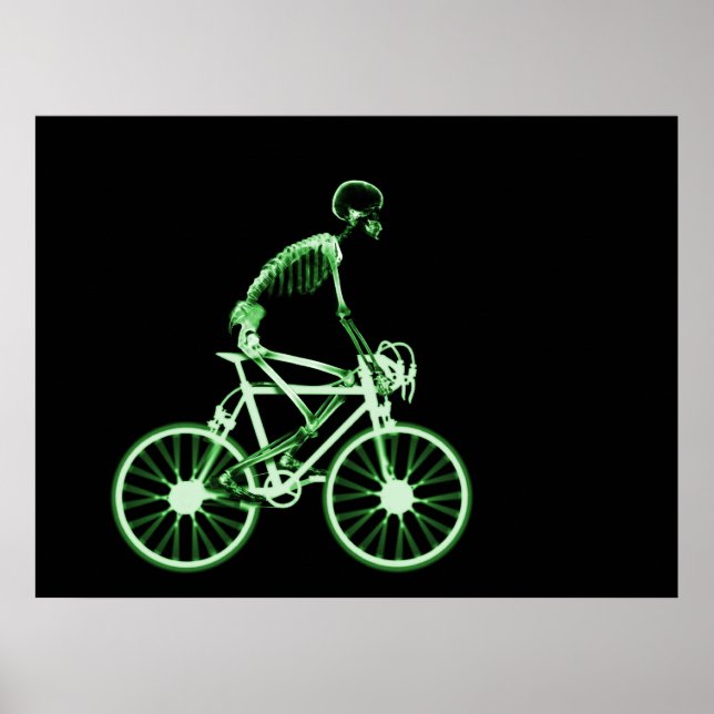 POSTER - X RAY SKELETON BIKING NOIR VERT (Devant)