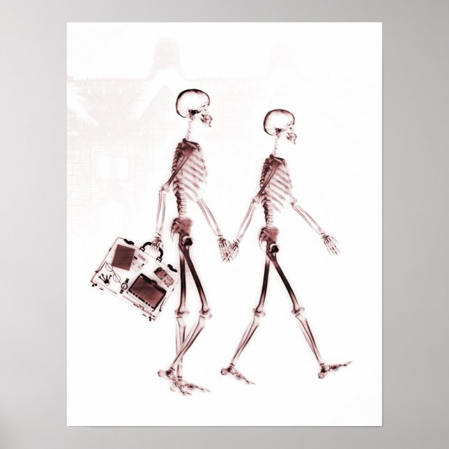 Poster- X-Ray Skeleton Couple Travelling Red Poster (Front)