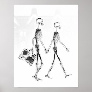 Poster - X-Ray Skeleton Couple Voyageur Blk Wht