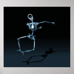 POSTER - X-RAY SKELETON JOY LEAP BLK BLUE