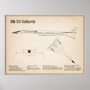 Poster XB-70 Valkyrie - Plan directeur de l'avion SD