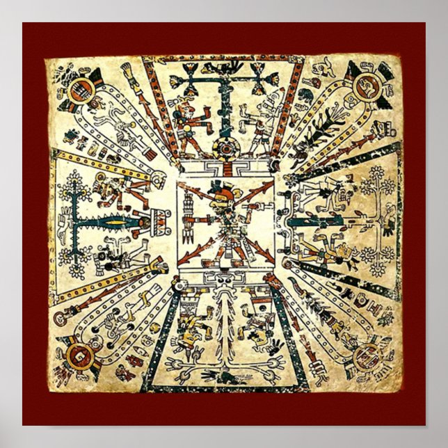 Poster Xiuhtecuhtli Aztec Dieu de la mort (Devant)