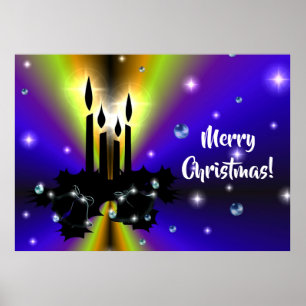 Poster Xmas Artdeco on Purple Yellow Rainbow
