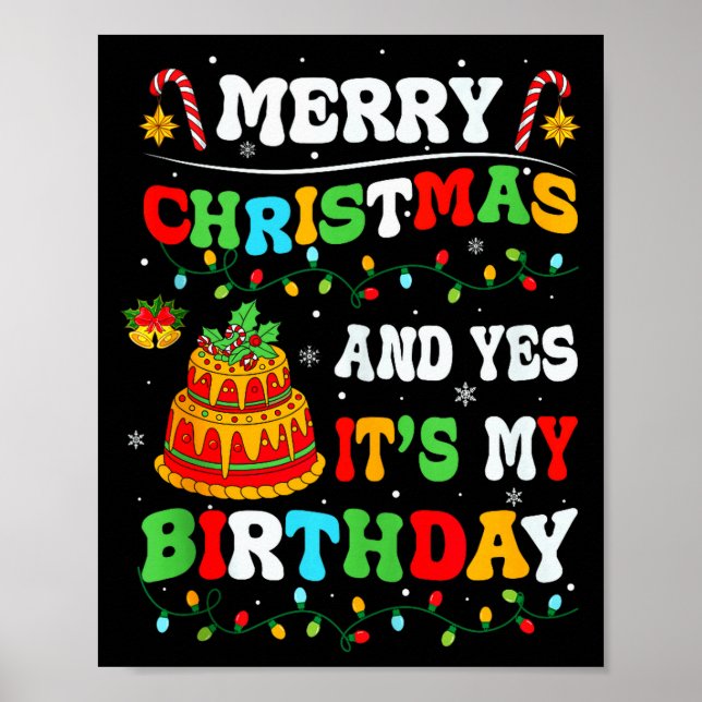 Poster Xmas Birthday Funny Merry Christmas And Yes It's M (Devant)