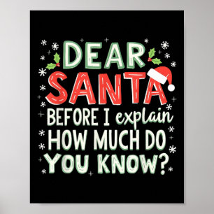 Poster Xmas Drôle Cher Père Noël Avant D'Expliquer Combie