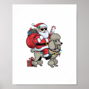 Poster Xmas Éclairage Père Noël équitation Standard Poodl