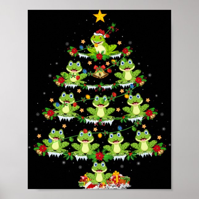 Poster Xmas Lights Santa Tree Frog Christmas Tree Premium (Devant)