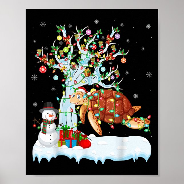 Poster Xmas Tree Decoration Lighting Sea Turtle Christmas (Devant)