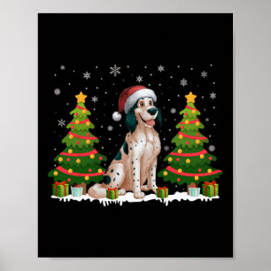 Poster Xmas Tree Lights Anglais Setter Chien Père Noël Ch