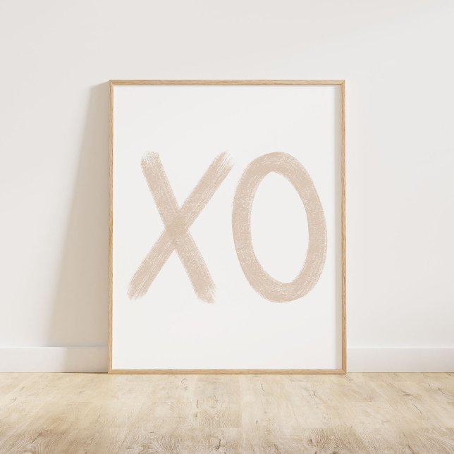 Poster XO beige (A chalky brush style XO in neutral beige)