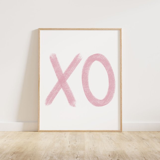 Poster XO rose (A chalky brush style XO in pink)