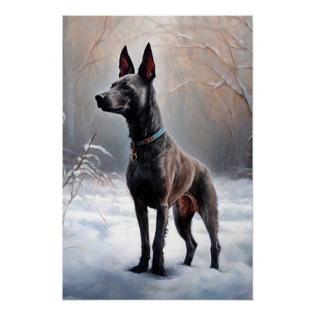 Poster Xoloitzcuintli Laisser neiger Noël (Devant)