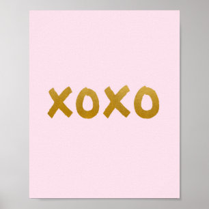 Poster xoxo - Art print - Rose - Or - Décor