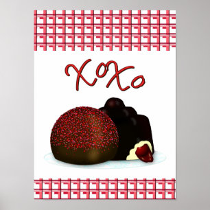 Poster XOXO Bonbon de la Saint-Valentin et chocolat noir