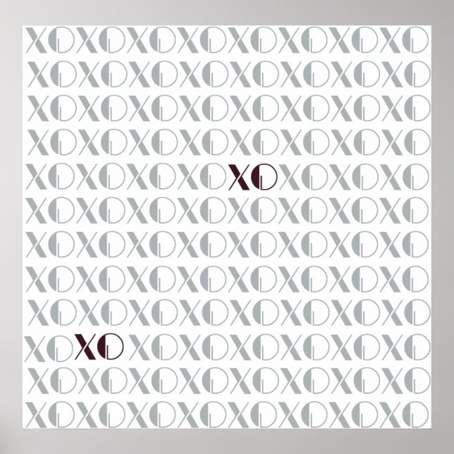 Poster XOXO gris et rouge (Devant)
