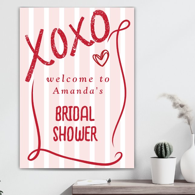 Poster XOXO Hand Drawn Pink Bridal Shower Welcome (Créateur téléchargé)