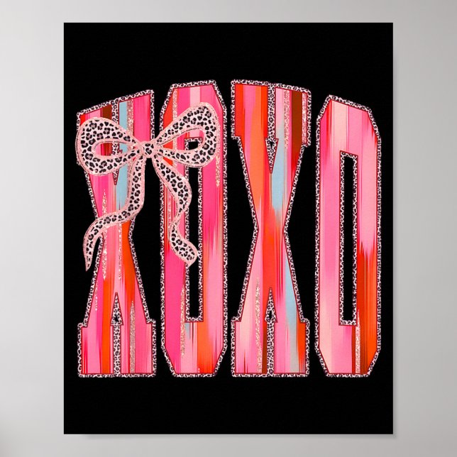 Poster Xoxo Leopard Bow Funny Valentine's Day Coquette Nk (Devant)