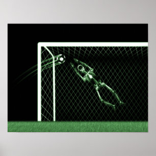 POSTER XRAY SKELETON SOCCER GOALIE GREEN