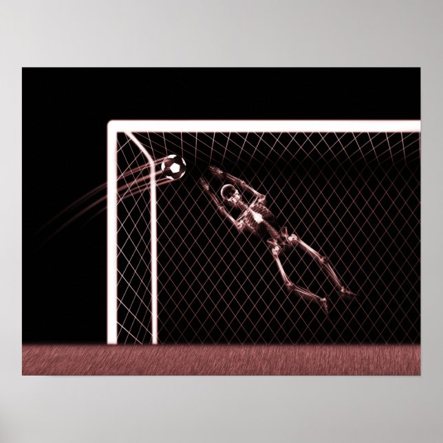 POSTER XRAY SKELETON SOCCER GOALIE RED (Devant)