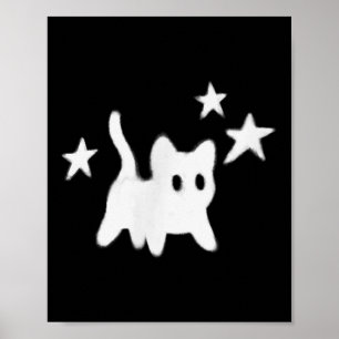 Poster Y2k 90s Scary Tomcat Chat est effrayé sous étoile