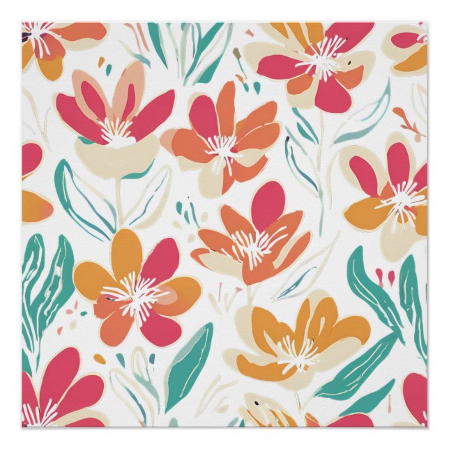 Poster Y2K Bold Fleur sauvage Nostalgale vibrante Art du  (Devant)