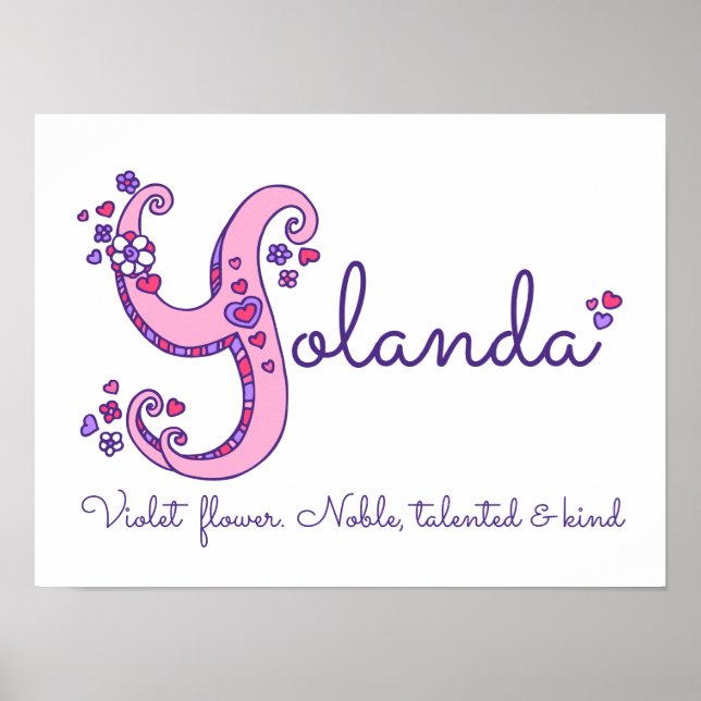 Poster Y pour Yolanda nom initial de l'art du gribouillag (Devant)