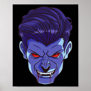 Poster Y Vampire Halloween Monstre Visage d'effroi crocs 