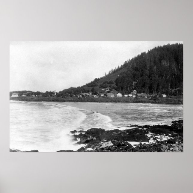 Poster Yachat, Oregon Town View et Ocean Photo (Devant)