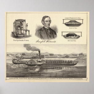 Poster yacht à vapeur en fer ondulé
