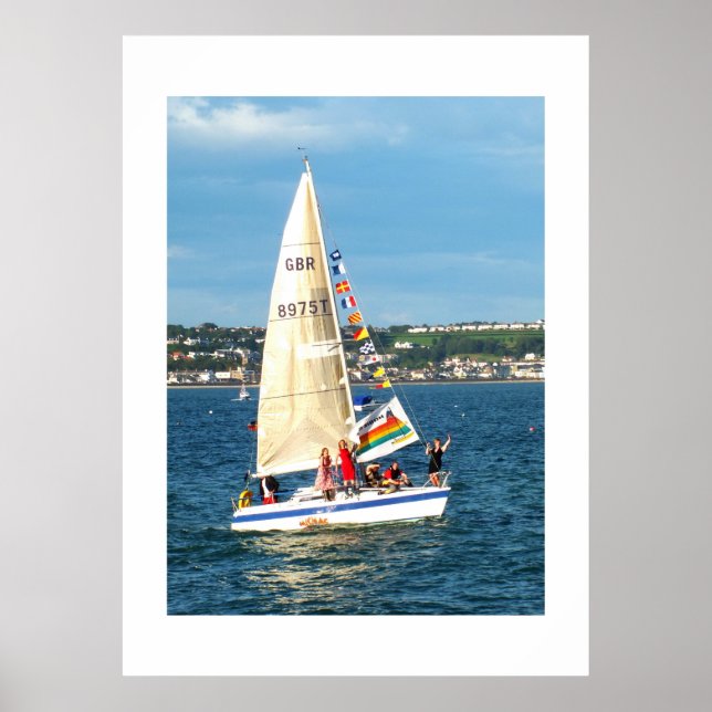 Poster Yacht avec drapeaux Jersey (Devant)