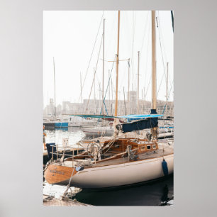 POSTER YACHT BLANC SUR LA BAIE