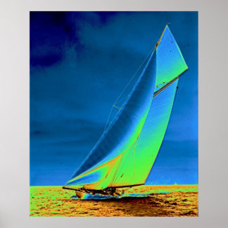 Poster Yacht Columbia 1901 Colorisé