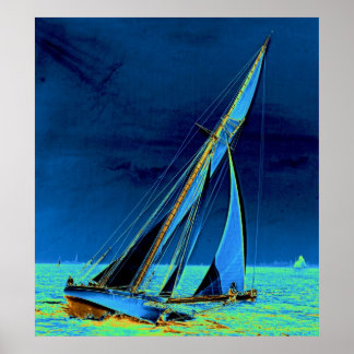 Poster Yacht "Shamrock" dans le port de New York 1895