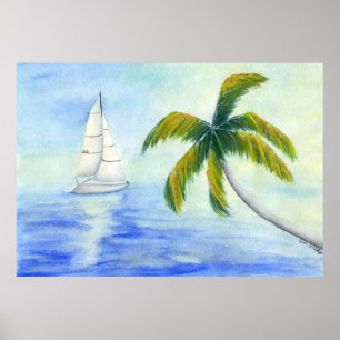 Poster Yacht sur la mer Palma