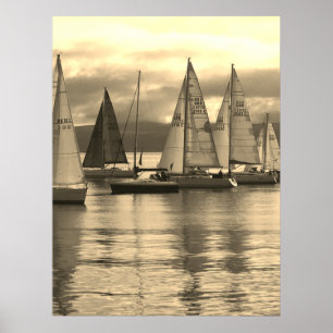 Poster Yachts dans la baie de Rothesay, en Écosse.