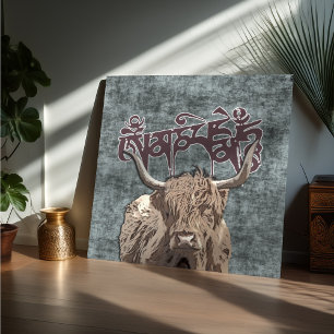 Poster Yak Tibétain avec Mantra de Mani ( OM MANI PADME H