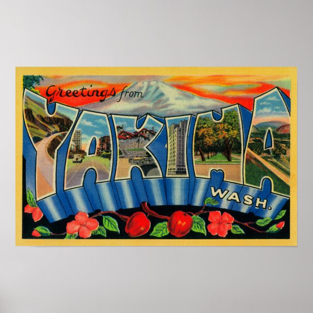 Poster Yakima, Washington - Scènes de grandes lettres (Devant)