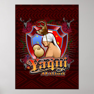 Poster Yaqui Deer Dancer Art imprimé sur rouge profond 2