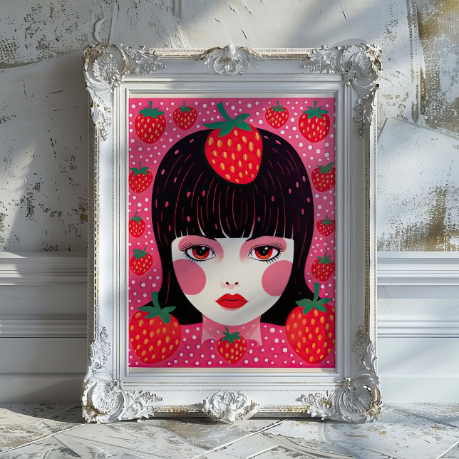 Poster Yayoi Kusama Fraise Girl Mur Art Imprimer (Créateur téléchargé)