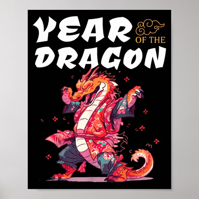 Poster Year Of The Dragon Funny Dragons Chinese Zodiac Si (Devant)