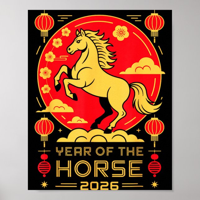 Poster Year Of The Horse – Chinese Zodiac New Year 2026  (Devant)