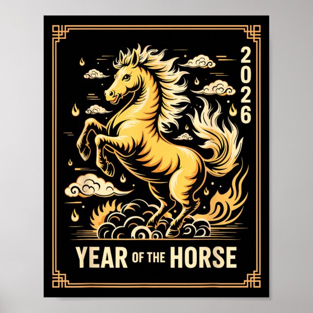 Poster Year Of The Horse – Chinese Zodiac New Year 2026  (Devant)