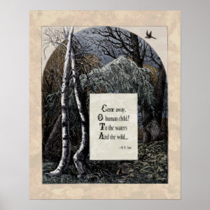 Poster Yeats "L'enfant volé" Poème d'art victorien 16x20