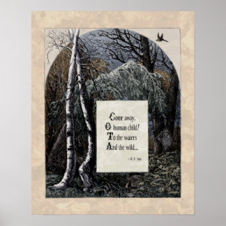 Poster Yeats "L'enfant volé" Poème d'art victorien 16x20