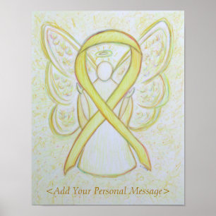 Poster Yellow Awareness Ribbon Guardian Angel Art Print