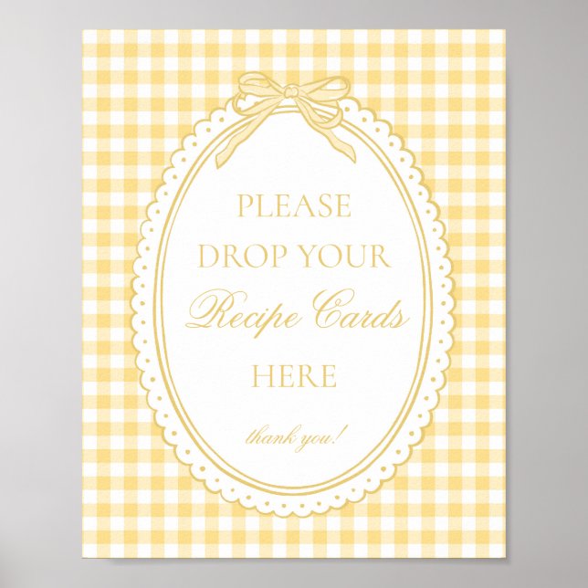 Poster Yellow Gingham Coquette Bow Share a Recipe (Devant)