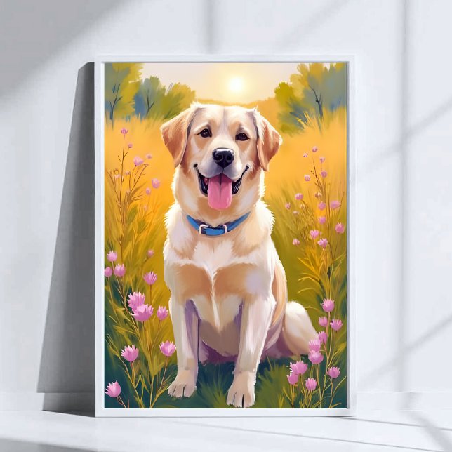 Poster Yellow Lab Labrador Retriever Chien Peinture pour  (Créateur téléchargé)