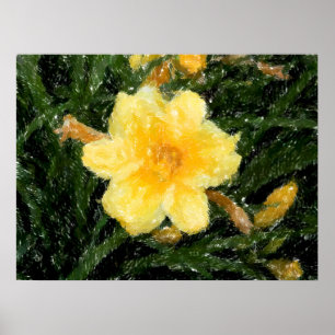 Poster yellow Narcissus Flower abstract original art