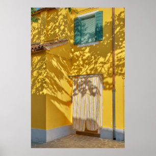 Poster Yellow painted concreted building